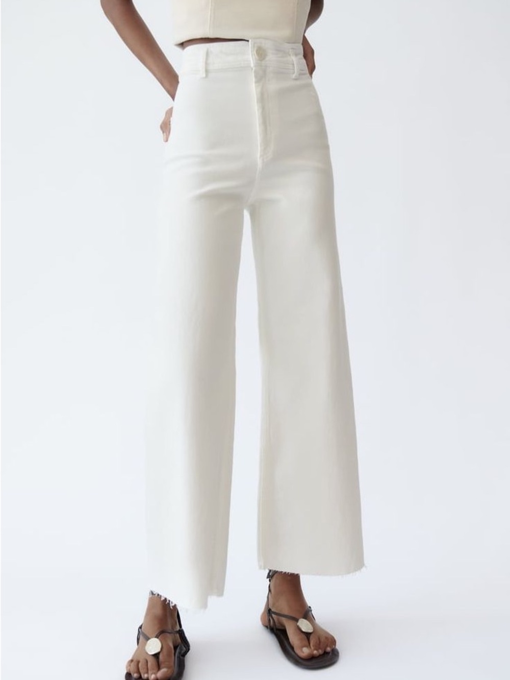Zara High-Rise Marie Straight Jeans in White